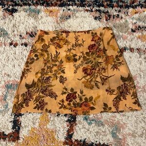 NWT Nasty Gal Floral Printed Mini Skirt in Nude, Orange, and Brown